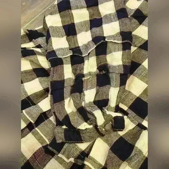 American Eagle Peasant Top Blue & White Plaid Boho Lightweight - Picture 5 of 9
